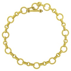 Elizabeth Locke 19K Gold 17" Hammered Finish Open Link Toggle Chain Necklace