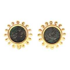 Elizabeth Locke 19k Gold Ancient Coin Earrings