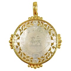 Elizabeth Locke 19k Gold Chinese Gambling Counter Pendant