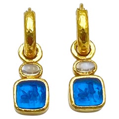 Elizabeth Locke 19k Gold Hoop Charm Earrings