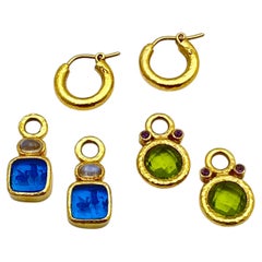 Elizabeth Locke 19k Gold Hoop Charm Earrings