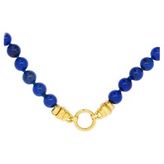 Elizabeth Locke 19K Gold Lapis Necklace with Hammered Martin Clasp