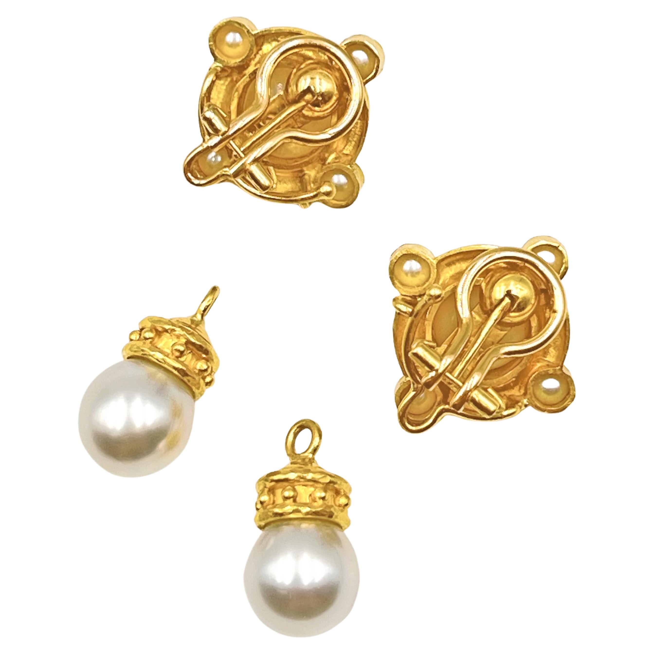 Bead Elizabeth Locke 19k Gold South Sea Pearl Drop Earrings