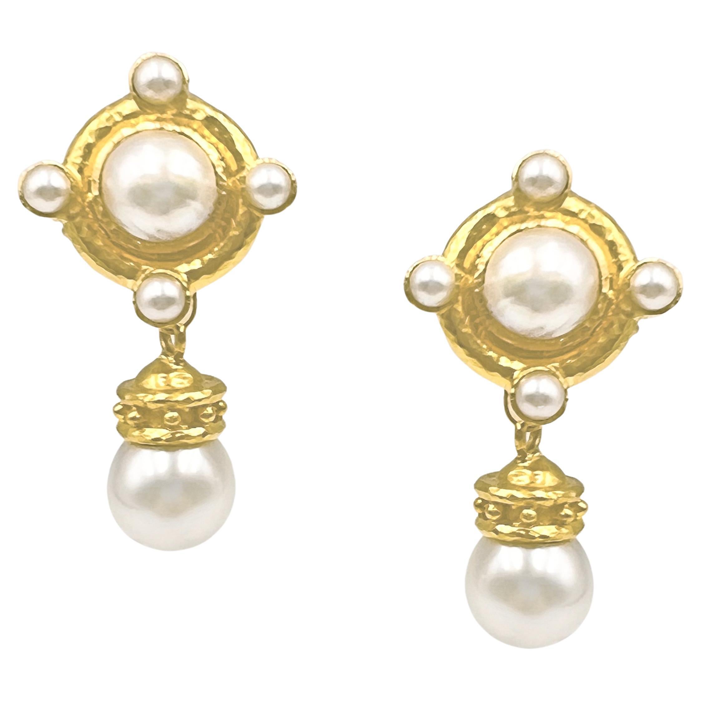 Elizabeth Locke 19k Gold South Sea Pearl Drop Earrings