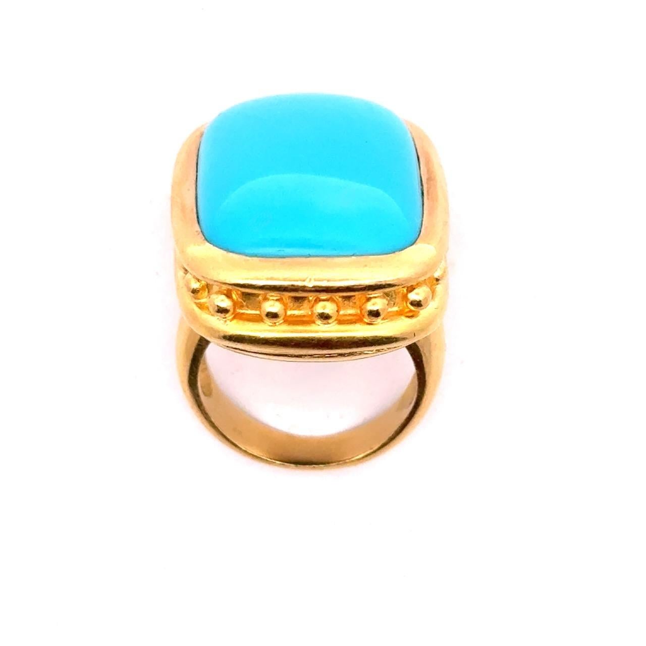 Anillo de turquesa de oro de 19 quilates Elizabeth Locke en venta 5
