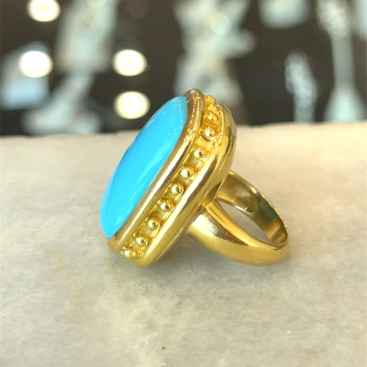 Anillo de turquesa de oro de 19 quilates Elizabeth Locke en venta 7