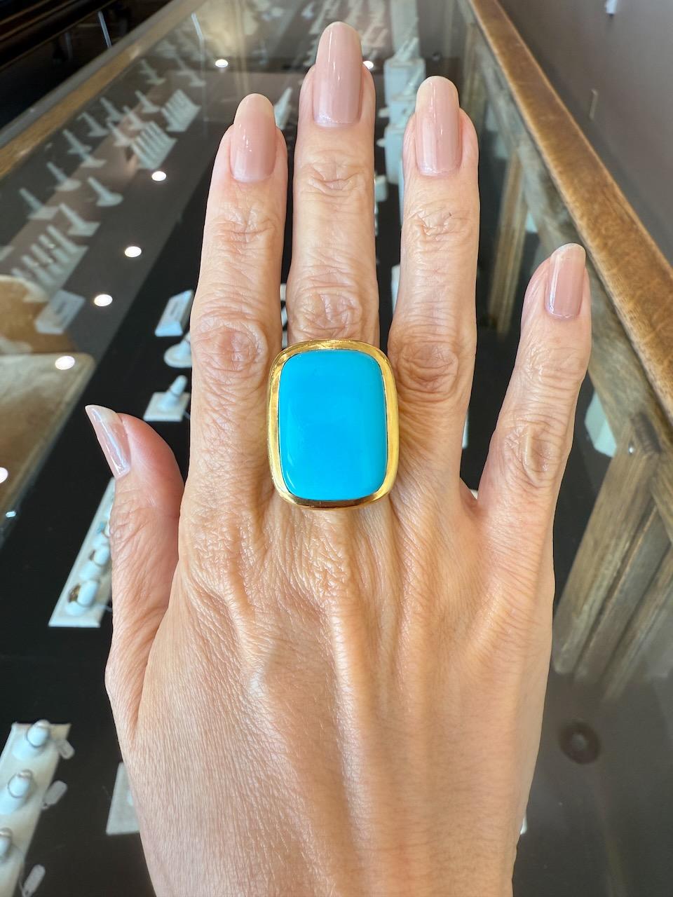 Anillo de turquesa de oro de 19 quilates Elizabeth Locke en venta 10
