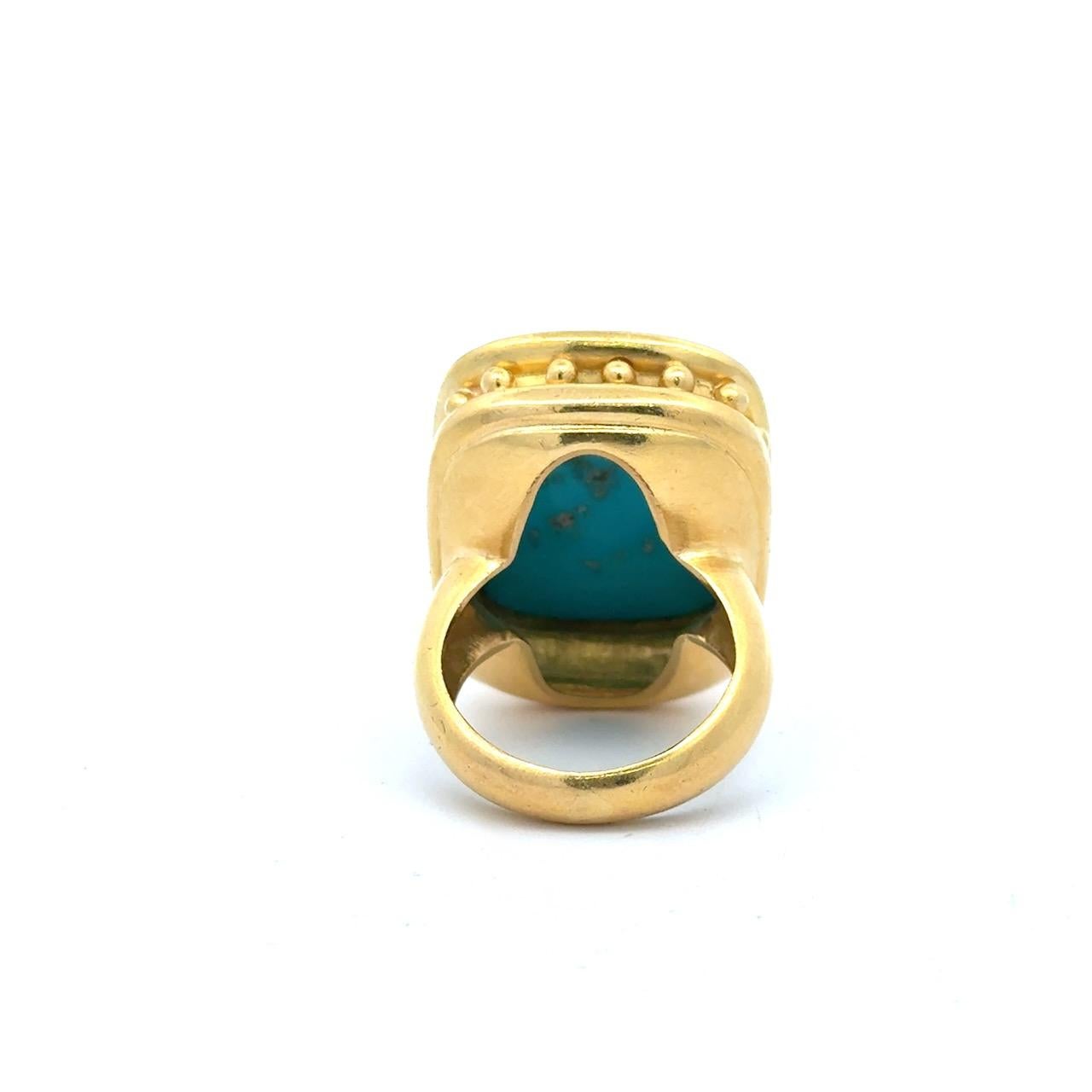 Femenino o masculino Anillo de turquesa de oro de 19 quilates Elizabeth Locke en venta