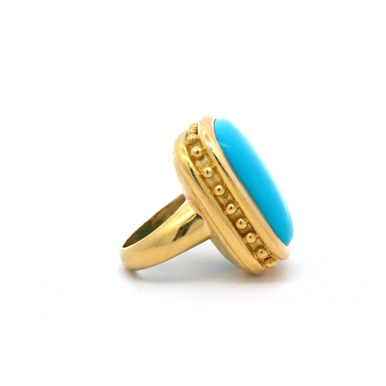 Anillo de turquesa de oro de 19 quilates Elizabeth Locke en venta 1