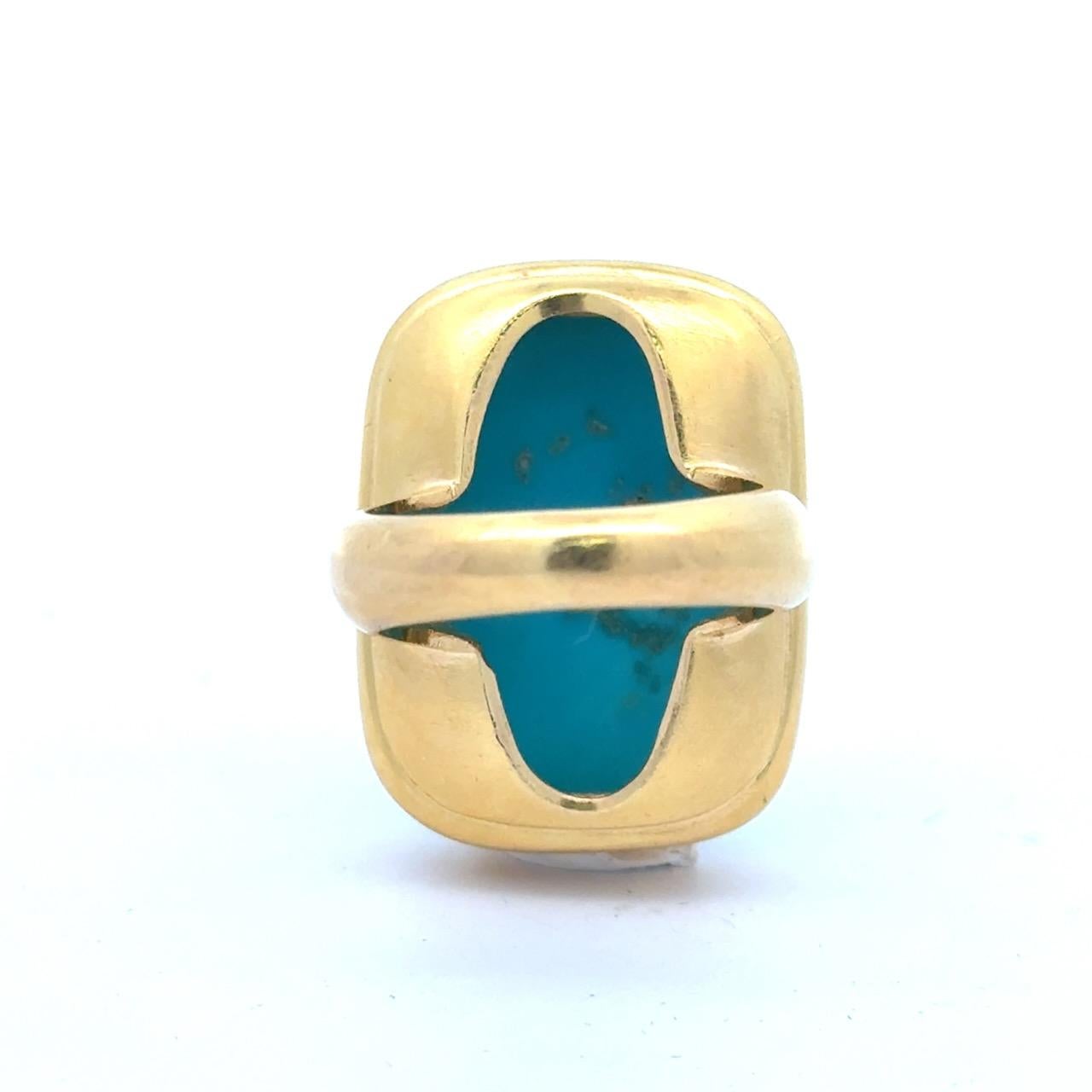 Anillo de turquesa de oro de 19 quilates Elizabeth Locke en venta 4