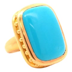 Elizabeth Locke 19K Gold Turquoise Ring