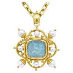 Elizabeth Locke 19k Gold Venetian Glass Pearl Pendant Orvieto Necklace
