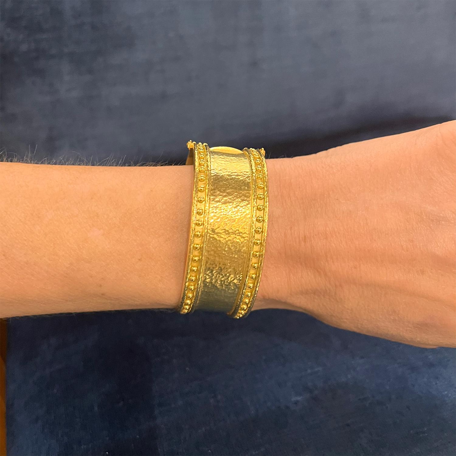 Women's or Men's Elizabeth Locke 19k Yellow Gold Granulated Bangle Bracelet
