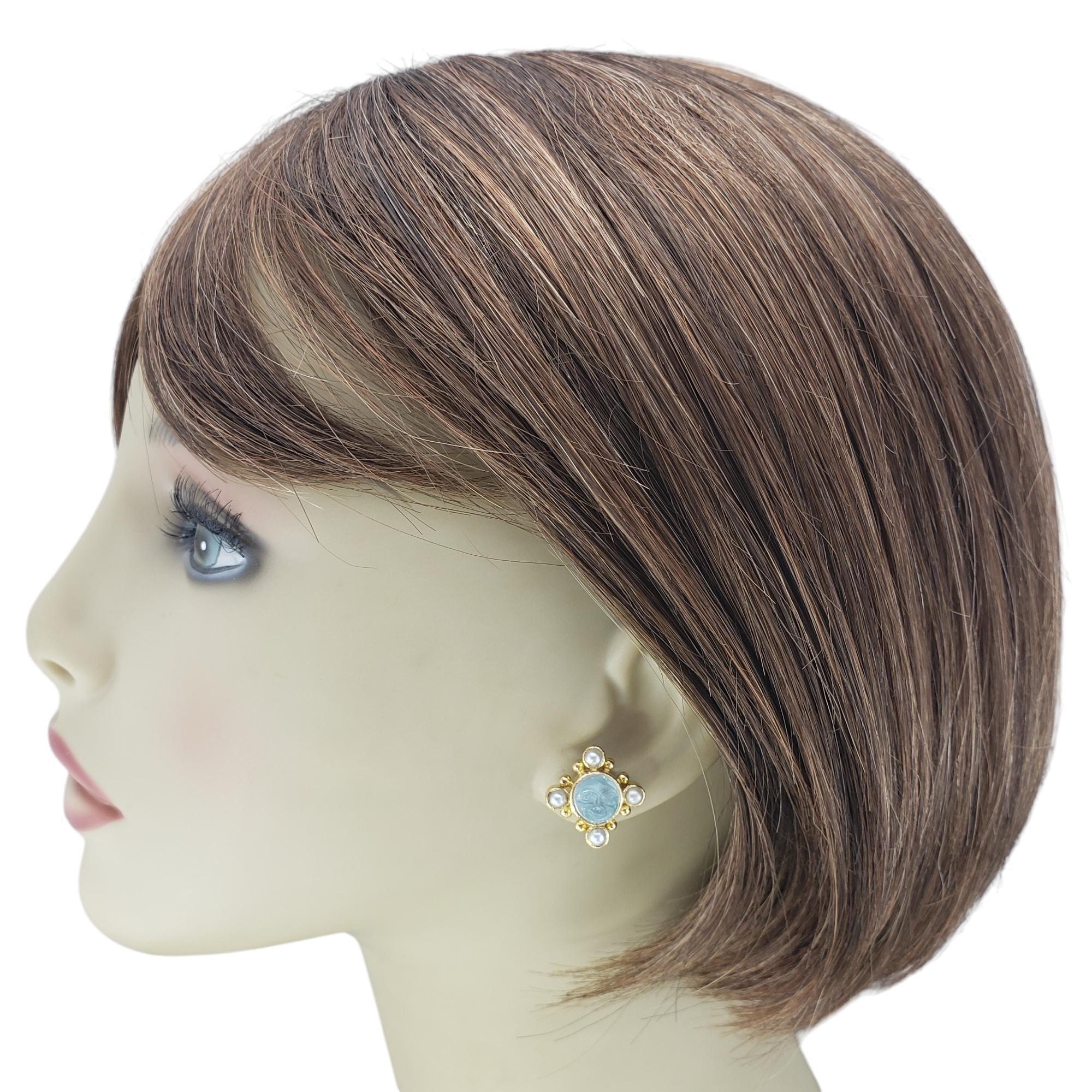 Elizabeth Locke 19K Yellow Gold Intaglio Glass 