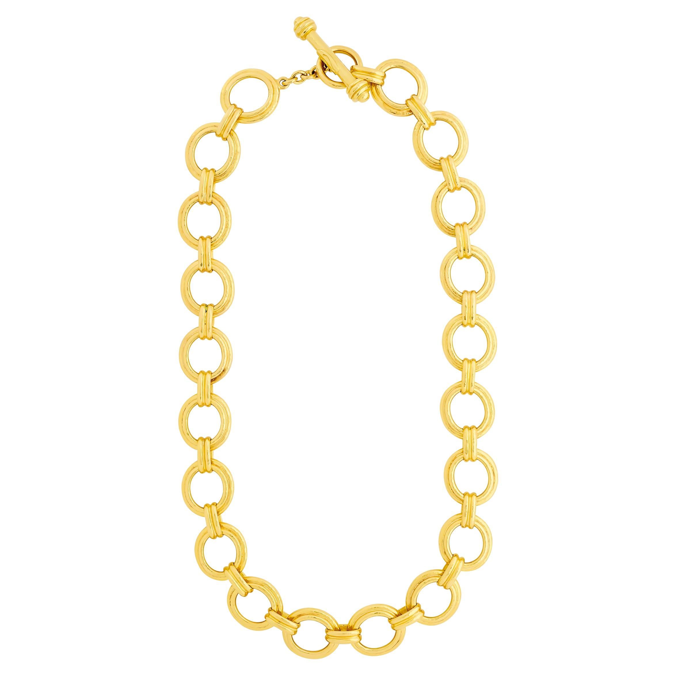Collar de eslabones ovalados de oro amarillo de 19 quilates Elizabeth Locke con cierre basculante