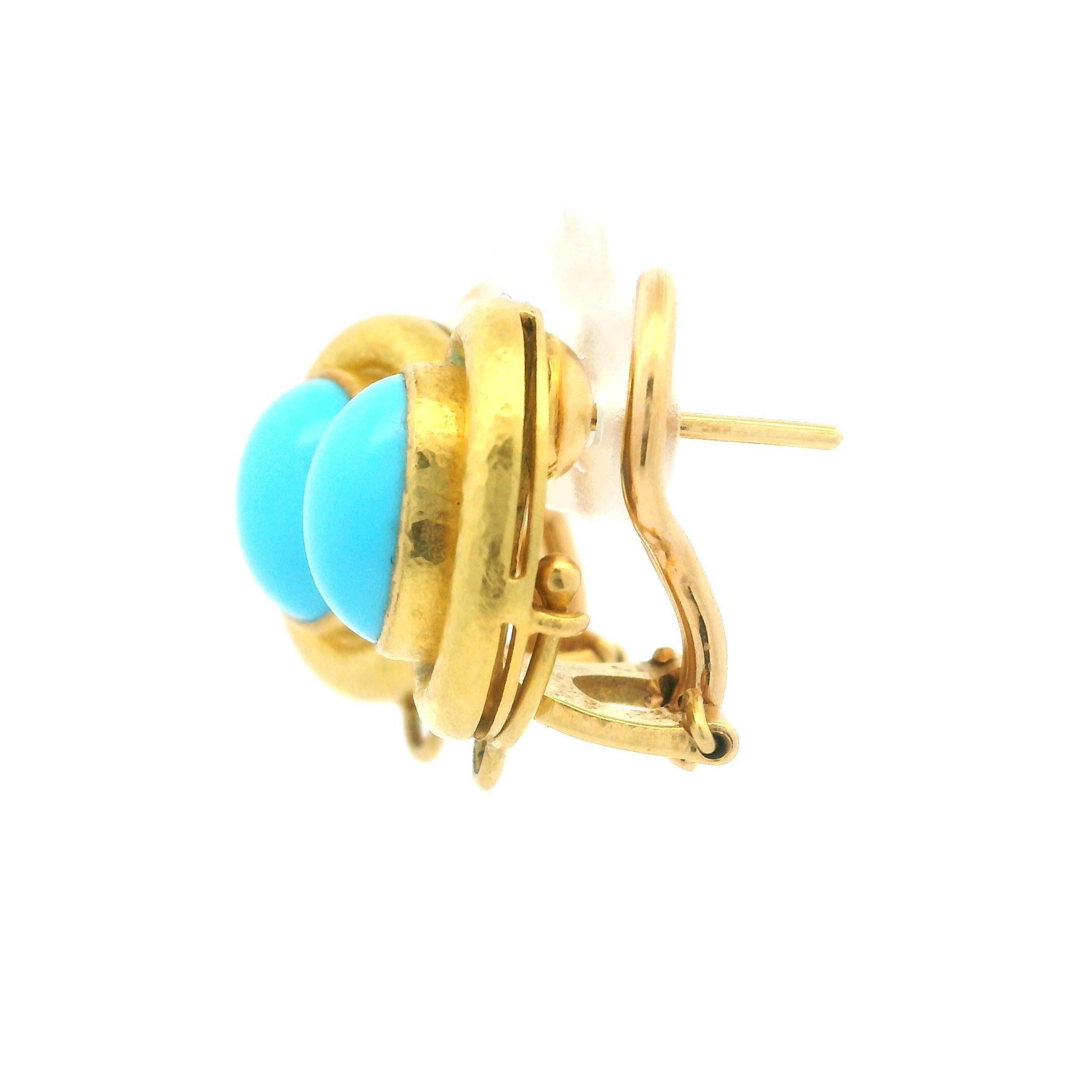 Elizabeth Locke 19k Yellow Gold Robins Egg Turquoise Day Night Drop Earrings 2