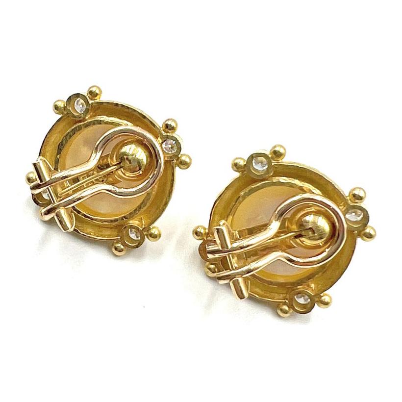 Elizabeth Locke 19 Karat Gold Mabe Perle Diamant-Ohrringe (Moderne)