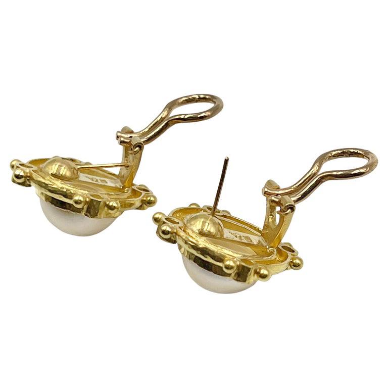 Elizabeth Locke 19 Karat Gold Mabe Perle Diamant-Ohrringe (Brillantschliff)