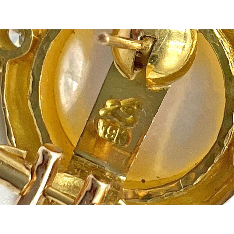 Elizabeth Locke 19 Karat Gold Mabe Perle Diamant-Ohrringe im Zustand „Hervorragend“ in Palm Beach, FL