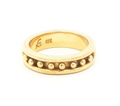 Elizabeth Locke 19kt Narrow Granulated Stack Ring