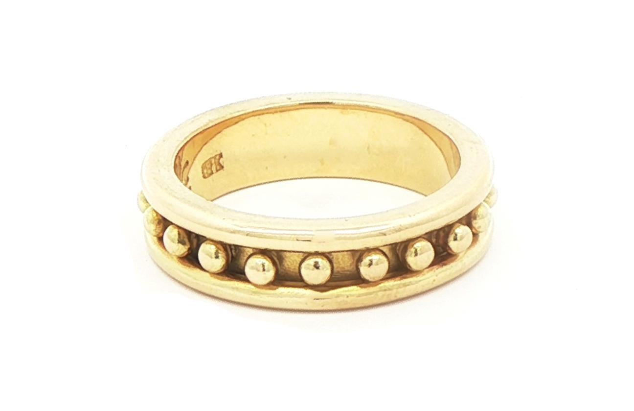 Elizabeth Locke 19kt Narrow Granulated Stack Ring In Excellent Condition For Sale In Bethesda, MD