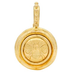 Elizabeth Locke 2000's 19 Karat Yellow Gold Contemporary Hammered Bee Pendant
