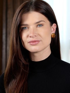 Elizabeth Locke 2000's Citrine 18 Karat Yellow Gold Cushion Earrings