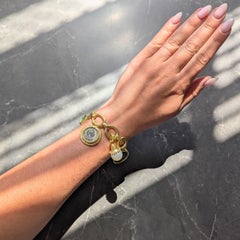 Elizabeth Locke 2000's Multi-Gem 19 Karat Yellow Gold Intaglio Charm Bracelet