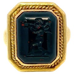 Vintage Elizabeth Locke Agate Ring 18K Yellow Gold