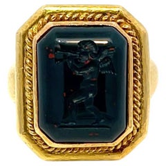 Elizabeth Locke, bague agate en or jaune 18 carats