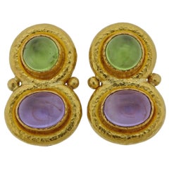 Elizabeth Locke Amethyst Peridot Gold Earrings