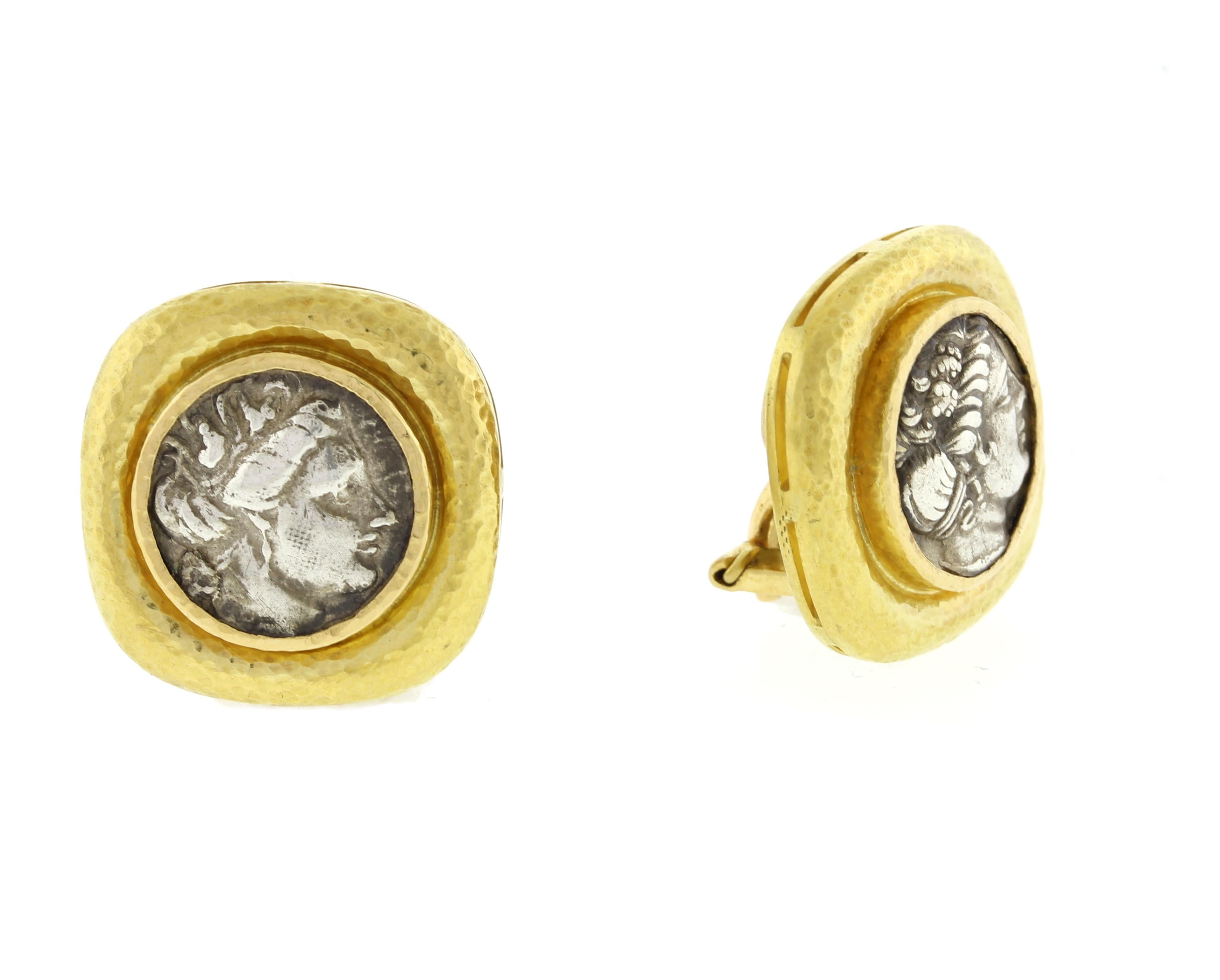 Pendientes de monedas antiguas Elizabeth Locke en Excelente Estado en Bethesda, MD