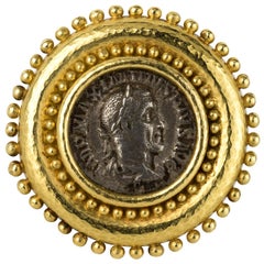 Elizabeth Locke Ancient Coin Pendant/Brooch, 18 Karat Gold