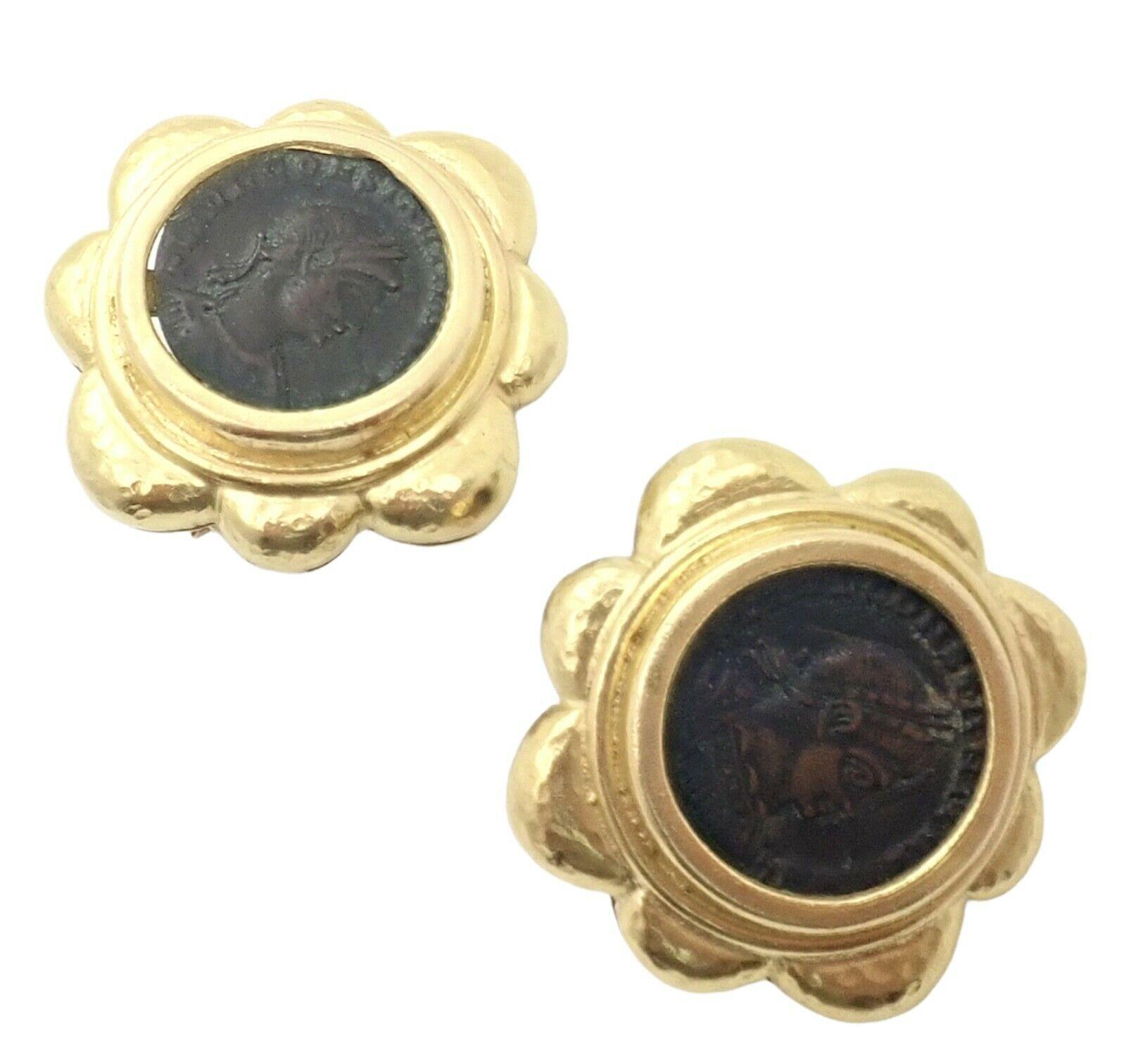 Elizabeth Locke Ancient Coin Yellow Gold Earrings 1