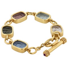 Elizabeth Locke Animal Intaglio Venetian Glass Yellow Gold Toggle Bracelet
