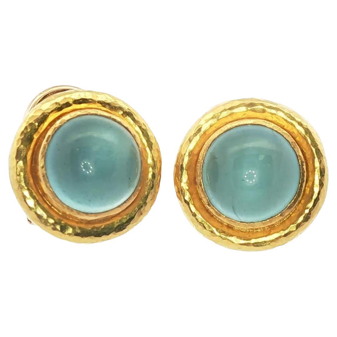 Orecchini tondi a leva Elizabeth Locke con acquamarina 19KYG in vendita