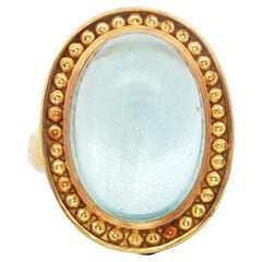 Elizabeth Locke Aquamarin Cabochon 19KYG Solitär Aussage Ring Größe 6,5