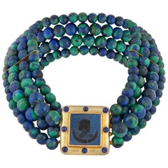 Elizabeth Locke Multi-Strand Azurmalachite Bead Necklace