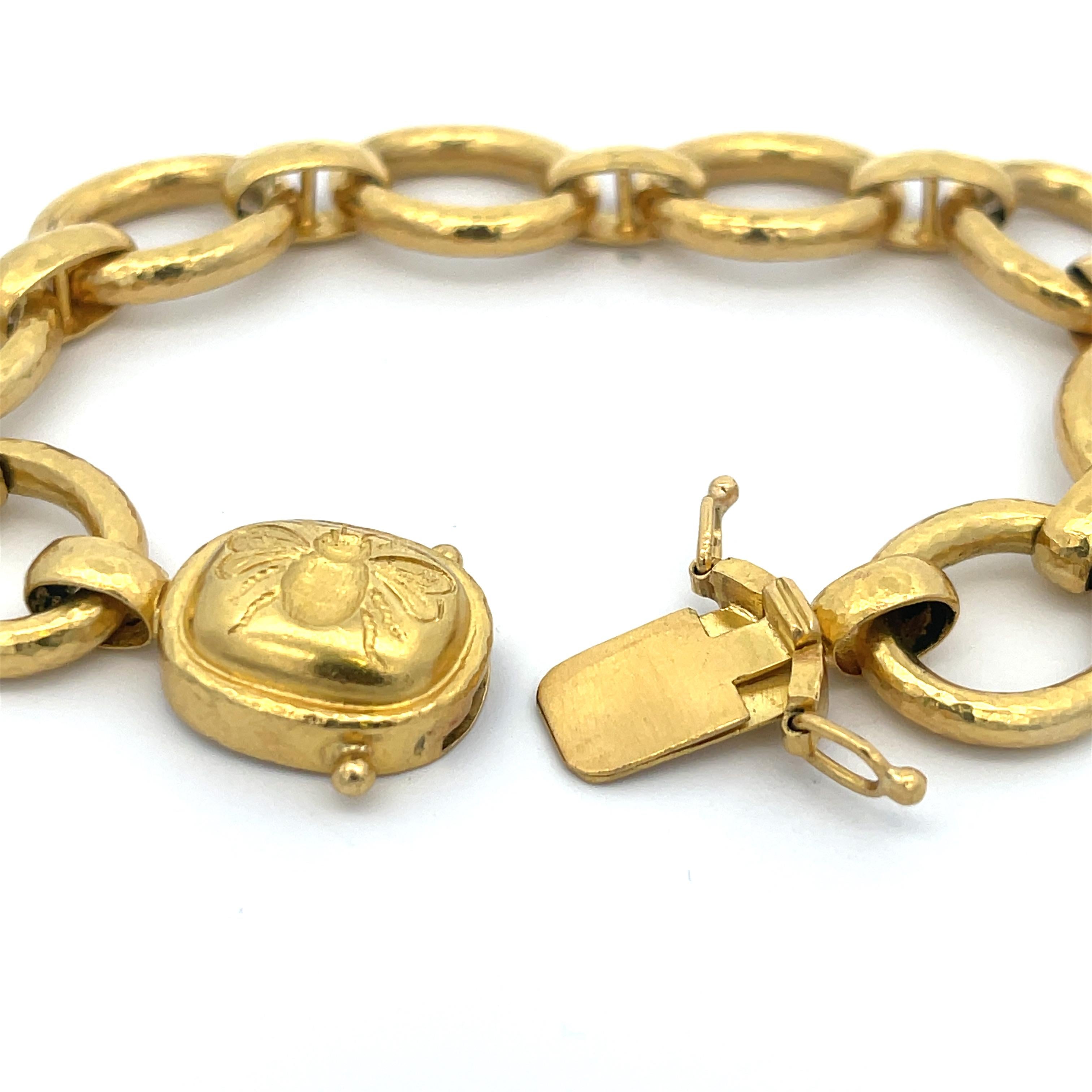 Elizabeth Locke Bee Oval Link Bracelet 19K Yellow Gold In Excellent Condition In Dallas, TX