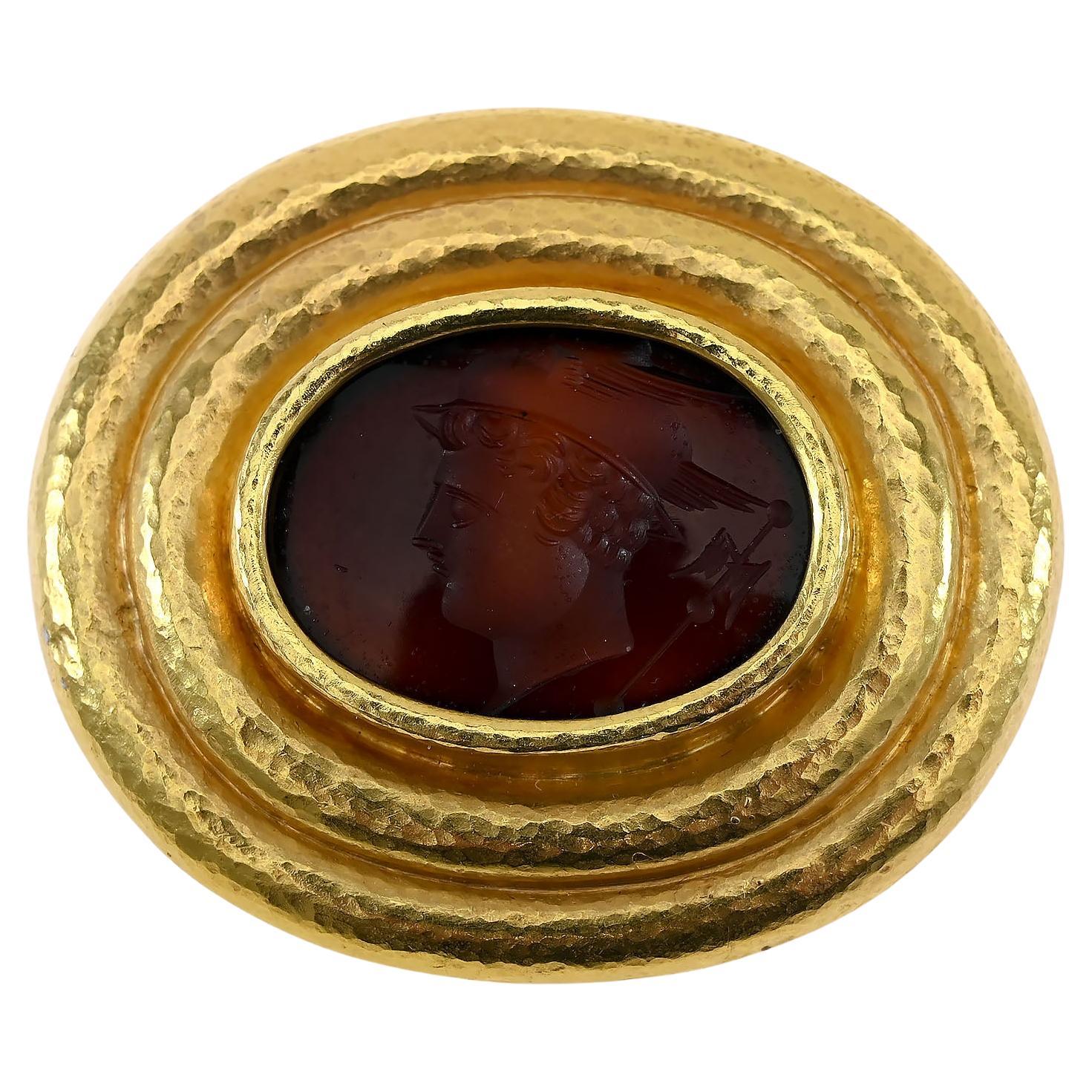 Elizabeth Locke Black Venetian Glass Intaglio Brooch