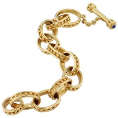 Elizabeth Locke Blue Sapphire Yellow Gold Toggle Bracelet