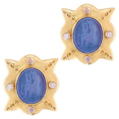 Elizabeth Locke Blue Venetian Glass Earrings