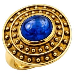 Elizabeth Locke Cabochon Sapphire 18K Yellow Gold Ring