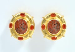 Elizabeth Locke Carnelian and Red Jasper Earrings
