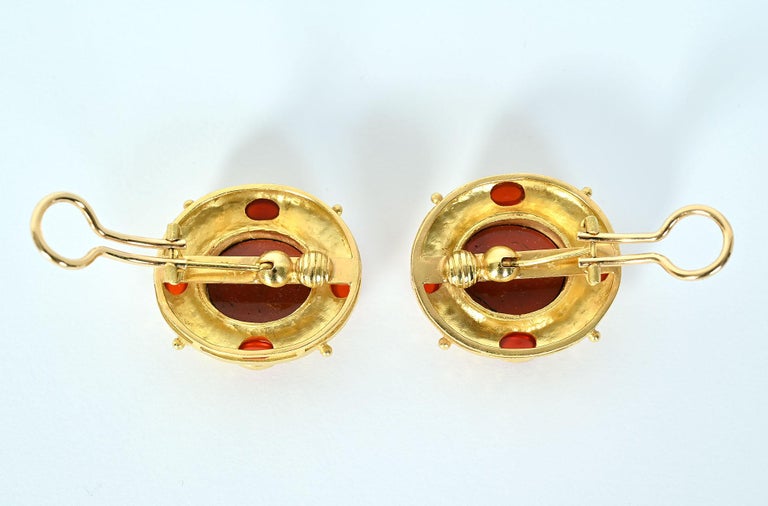 Elizabeth Locke Carnelian and Red Jasper Earrings In Excellent Condition For Sale In Darnestown, MD