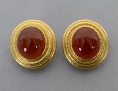 Elizabeth Locke Carnelian Gold Earrings