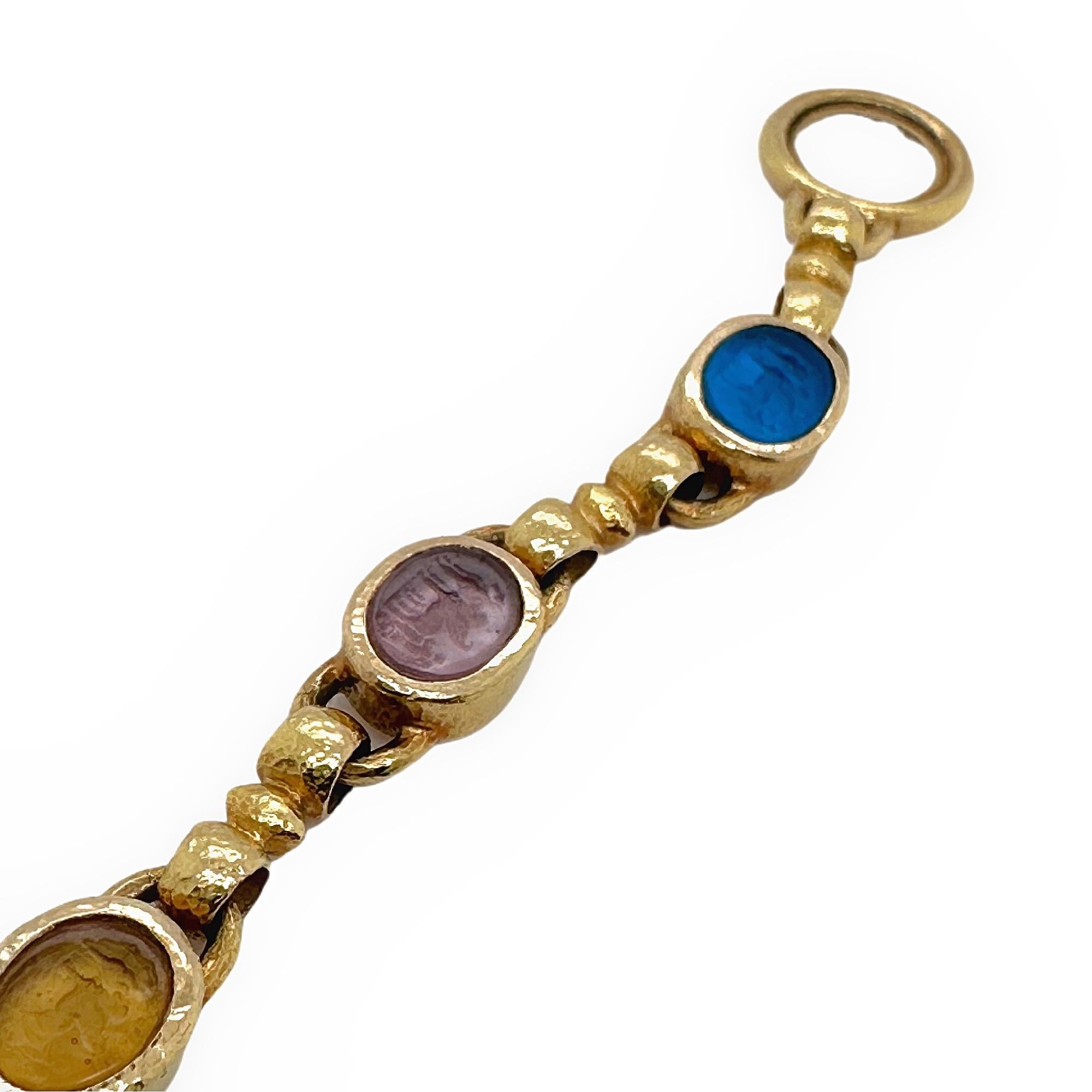 Elizabeth Locke Celtic Venetian Glass Hammered Gold Bracelet 19K Yellow Gold 2