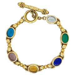 Elizabeth Locke Bracciale Celtico in vetro veneziano martellato in oro giallo 19 carati