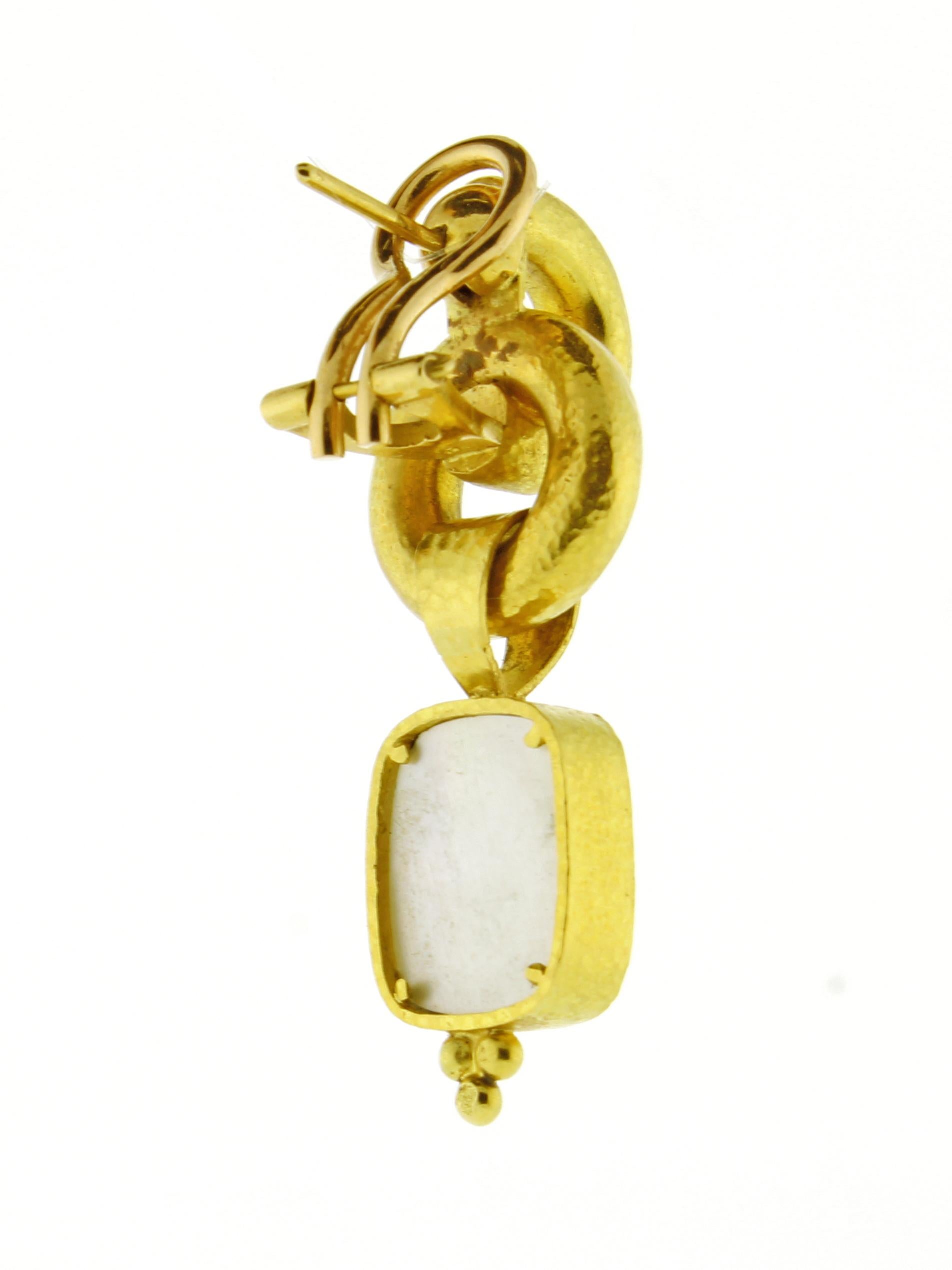 Women's or Men's Elizabeth Locke Cerulean Venetian Glass Intaglio “God and Pillar” Earrings