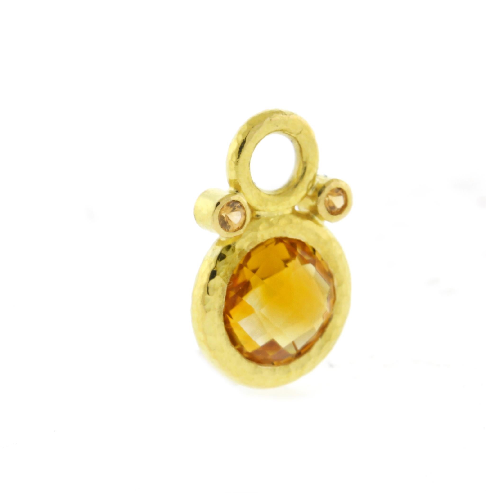 Briolette Cut Elizabeth Locke Citrine and Spessartite Earring Charms For Sale